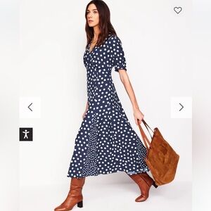 Boden Rosie Godet Tea Dress Color:French Navy, Abstract Dot